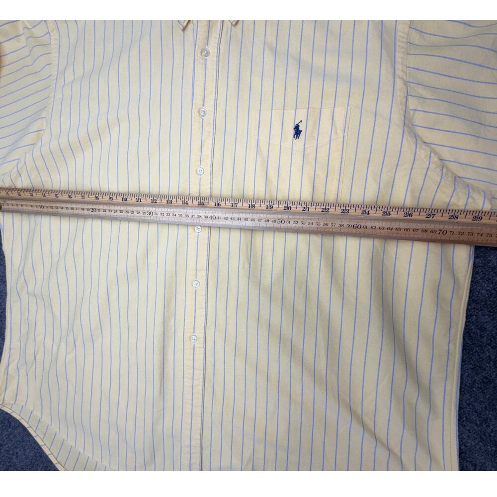Vintage Ralph Lauren Big Shirt XXL Yellow Stripe Hong Kong Cotton Heavy BOXY - Picture 5 of 7